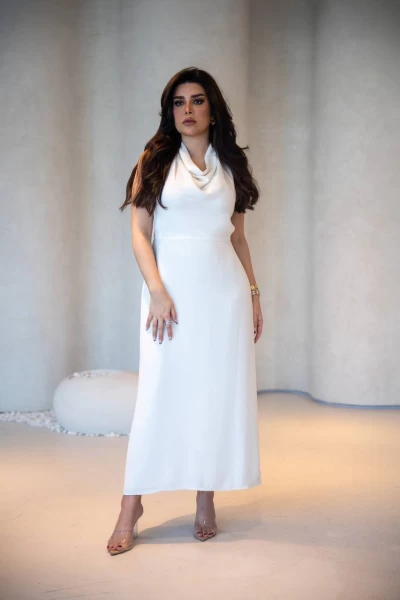 White Linen Dress C:IB1072